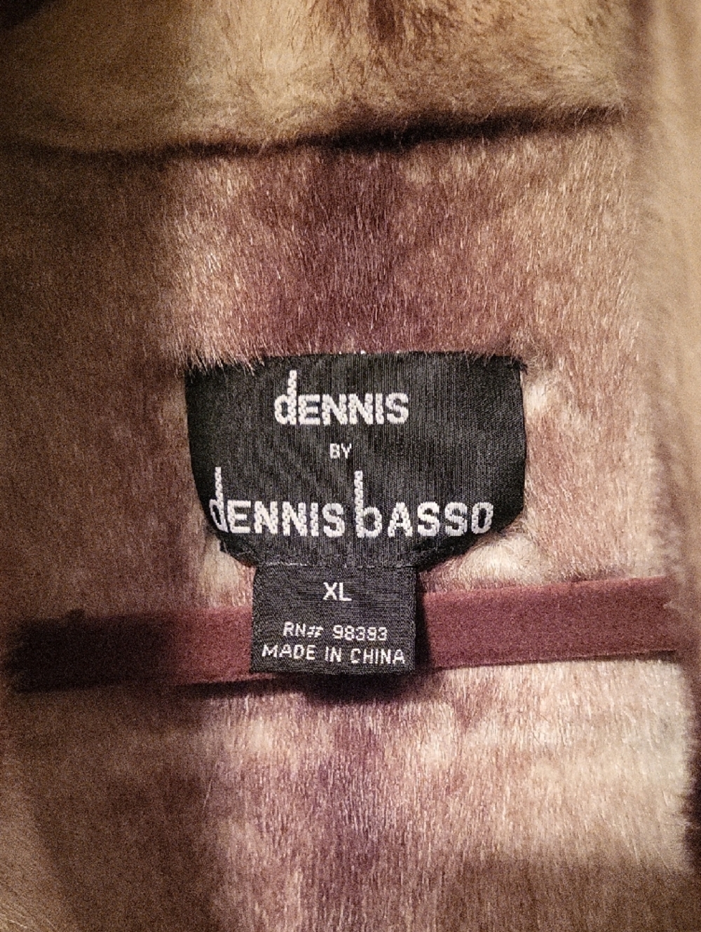 dennis basso Tan Teddy Shearling Coat with Cream Trim - Picture 2 of 3
